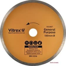 Image of Vitrex Tile & Ceramic Cutting Diamond Blade 180mm Gen Purpose DIY blades cutting
