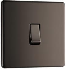 Image of BG FBN12 Flatplate Screwless Black Nickel 1 Gang 2-Way Light Switch 16AX Slim