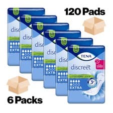 Image of 120 TENA LADY EXTRA DISCREET Incontinence Absorbent Pads for Women 6 x 20 Pack