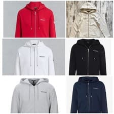 Image of 100% Authentic Belstaff England 1924 Print Zipped Hooded Sweatshirt XS - XXL