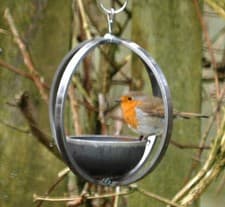 Image of Metal Garden Bird Feeder Solid Heavy Steel UK Rustic Ornament HAND MADE