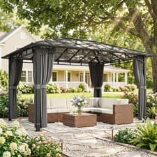Image of 3 x 4 m Outdoor Hardtop Gazebo Canopy with PC Roof, Aluminium Permanent Pavilion