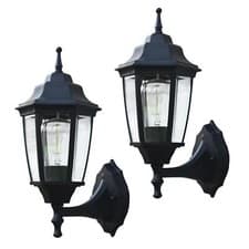 Image of "Pointed" Black Traditional Victorian Aluminium IP44 Wall Lantern - 2 Pack