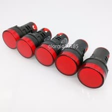 Image of 5pcs Red LED Power Indicator Signal Light AC DC 12V 22mm AD16-22DS
