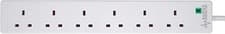 Image of PRO ELEC 6 Gang Extension Lead 5m Surge Protected Power Strip White