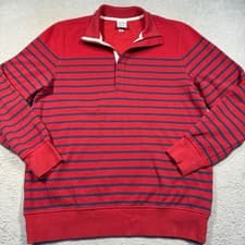 Image of Brooks Brothers Mariner Quarter Zip Sweatshirt Mens L Red Blue Striped NWOT
