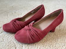 Image of Hotter Women’s Amethyst Heeled Shoes Dark Pink Suede Size 6.5 Brand New