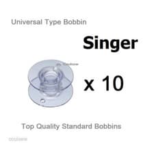 Image of UNI PLASTIC SEWING MACHINE BOBBINS x10 FITS SINGER 2250 3321 1306 3223 6660 7465