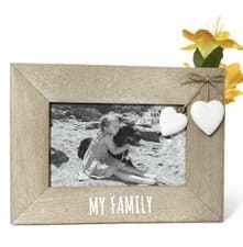 Image of Sass & Belle Family Heart Single Photo Frame With Charms Gifts 6x4 inch 15x10 cm