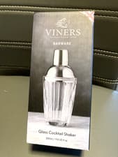 Image of NEW Viners Barware Glass Cocktail Shaker Capacity 280ml Silver/ Glass