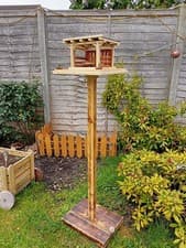 Image of Wooden Bird Table Feeder Handmade Wood Bird Feeder Waterproof for Garden New