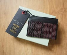 Image of New Ted Baker Black Printed Weave Leather Cardholder RFID Blocking RRP £29