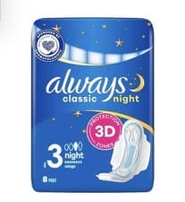 Image of Always Classic Night Pads with Wings, 8-Pack, Size 3