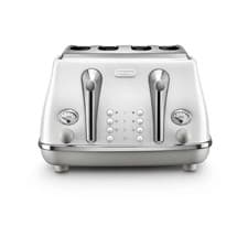 Image of De'Longhi Icona Capitals 4-Slice Toaster Sydney White CTOC4003.W Wide Slot New