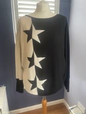 Image of Mint Velvet ~ Neutral Cotton Blend Star Jumper Size Medium