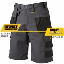 Image of DeWalt Mens Grey Rip Stop Cargo Holster Pocket Work Shorts Double Stitched Pro