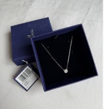 Image of Swarovski Silver Plated Round Clear Crystal Pendant Cable Necklace Adjustable