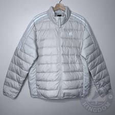 Image of Adidas Essentials Down Slim fit Jacket Mens Beige Size M HK4647