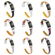 Image of For Fitbit Charge 6/5/4-2 Slim Thin Genuine Leather Watch Replacement Band Strap