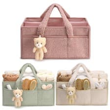 Image of Baby Nappy Caddy Organiser New Born Baby Essentials For New Mum Changing Basket