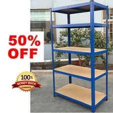 Image of Garage Racking 5 Tier Shelving Unit Boltless Heavy Duty Metal Shelf Shed Storage