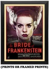 Image of The Bride Of Frankenstein Vintage Movie A5 A4 A3 Print / Framed Poster #525