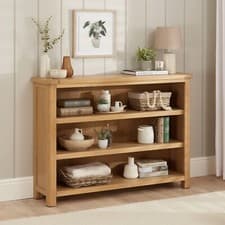 Image of Large Bookcase Marbury Oak Wide Low Book Shelving Office Storage Furniture