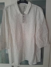 Image of Seasalt Cornwall, Hope Cottage Blouse, Dotty Speckle Chalk Lake, size 18