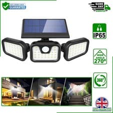 Image of Solar Security Lights Motion Sensor Outdoor Waterproof LED Wall Floodlight UK