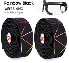 Image of West Biking Bar Tapes Road Bike Anti-slip Waterproof Black with Oil Slick lines
