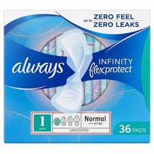 Image of 36 x Always Infinity FlexProtect Normal Pads With Wings- Unscented Size 1