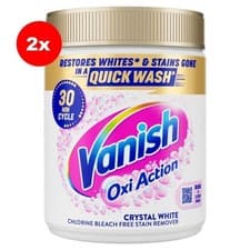 Image of 2 x Vanish Gold Oxi Action Crystal White Powder Fabric Stain Remover & Whitener