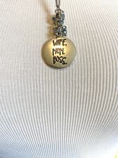Image of PAPARAZZI LONG (WIFE, MOM, BOSS) NECKLACE W BLUE BEADS & MATCHING EARRINGS