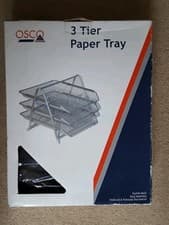 Image of Osco 3 Tier Paper Tray Holds A4 Documents Silver New In Box