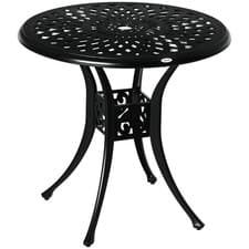 Image of Outsunny 78 cm Round Garden Dining Table with Parasol Hole, Black
