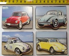Image of Set of 4 VW Beetle Fridge Magnets Volkswagen 5.8cm x 8cm