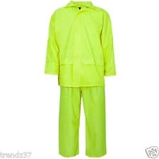 Image of HI VIZ & PLAIN RAINSUIT WATERPROOF WORK WEAR 2 PIECE OVER JACKET TROUSER SET