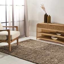Image of Ballia Wool Rug Brown Traditional Design Rectangular Shaped Living Area Rugs