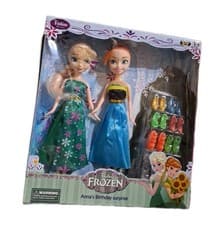 Image of Frozen Doll Set (Disney Store). Elsa & Anna Frozen Fever New in Box.