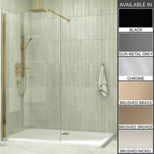 Image of Walk In Wet Room Shower Screen For Enclosure Panel 8mm Glass With Support Arm