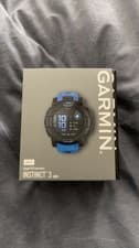 Image of GARMIN Instinct 3 AMOLED Smart Watch - 45 mm, Black with Blue Silicone Band -New