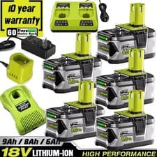Image of 8AH 12AH For Ryobi One+ Plus 18V Battery P108 Li-ion RB18L50 RB18L40 /UK Charger