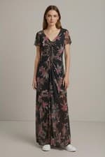 Image of AllSaints Gabby Mesh Floral Dress - Black Adena UK 12 Maxi V-Neck NEW rrp139