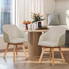 Image of Bekrvio 2pcs Swivel Dining Chairs with Linen Fabric & Solid Wood Legs 2 Pack
