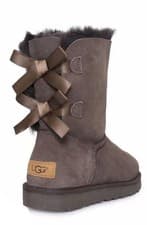 Image of UGG BAILEY BOW II CHOCOLATE SUEDE SHEEPSKIN CLASSIC BOOTS SIZE US 10/UK 8