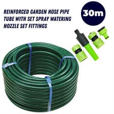 Image of 15M 30M 50M REINFORCED TOUGH GARDEN HOSE REEL PIPE WATER HOSEPIPE WITH FITTINGS