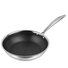Image of Stainless Steel Triply Non Stick Fry Pan Ceramic Coating, Honey Comb All Hob Use