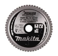 Image of Makita Specialized Circular Saw Blade Metal Stainless 136mm x 20mm x 56T B-33744
