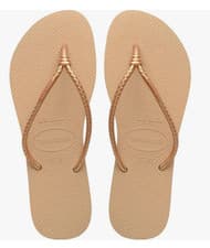 Image of HAVAIANAS Slim Tube Golden Flip Flops 39/40 - UK 6/7
