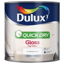 Image of Dulux Paint Pure Brilliant White Quick Dry Gloss 750ml or 2.5 Litres